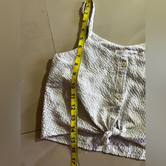 Zara Striped Denim Crop Top Blue & White Sleeveless Square Neck Size 13-14 Cm 16 - Picture 9 of 15